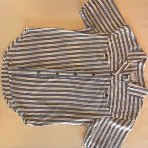 Russ Women’s Blue and White Striped Button Down Shirt